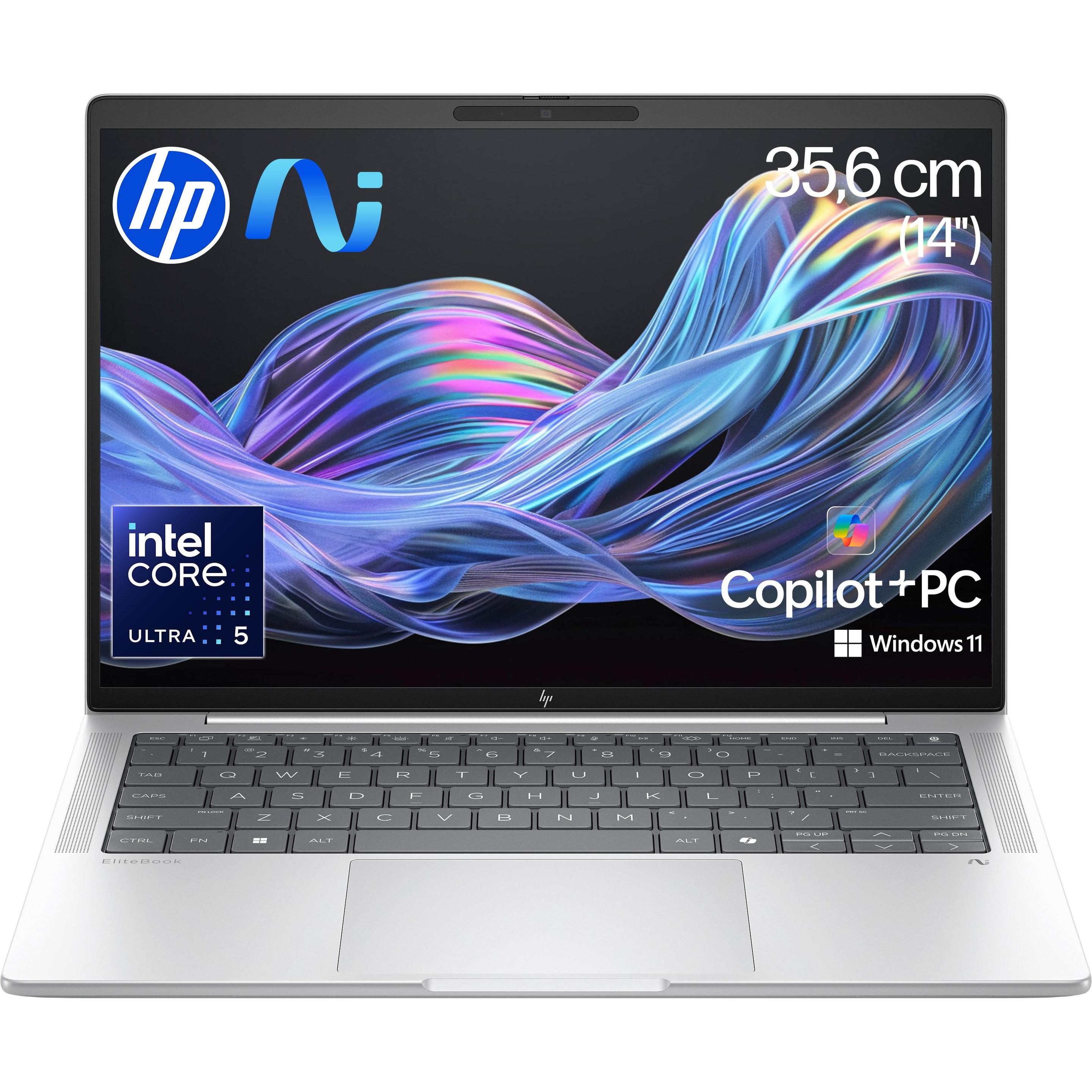 HP EliteBook X G1i (14", 512 GB, 32 GB, DE, Intel Core Ultra 5 228V), Notebook, Silber