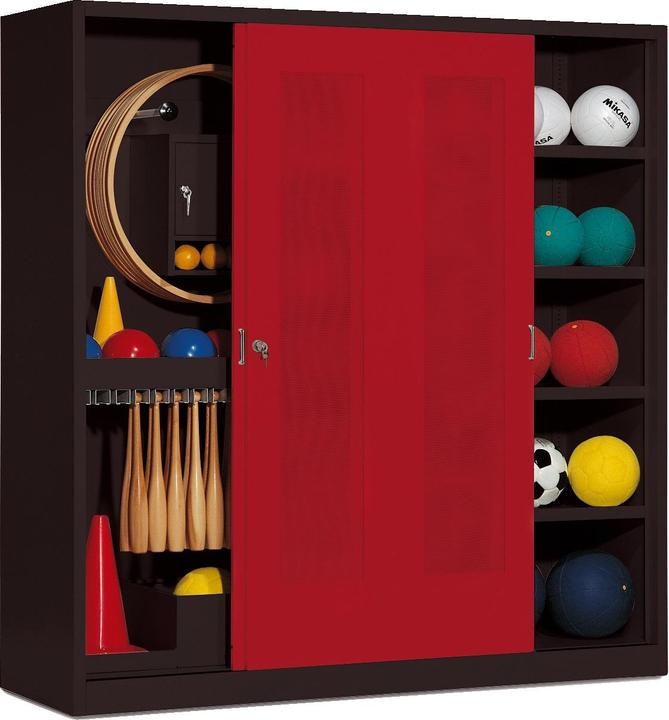 Produktbild C+P Sportgeräteschrank (HxBxT: 195x190x60 cm, mit Lochblech-Schiebetüren, Typ 5)