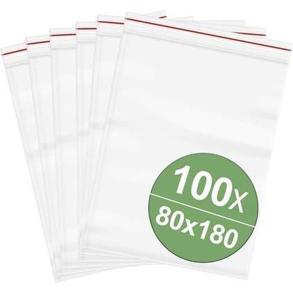 Quadrios, Verpackungsmaterial, Druckverschlussbeutel ohne Beschriftungsstreifen (B x H) 80 mm x 180 mm Transpar
