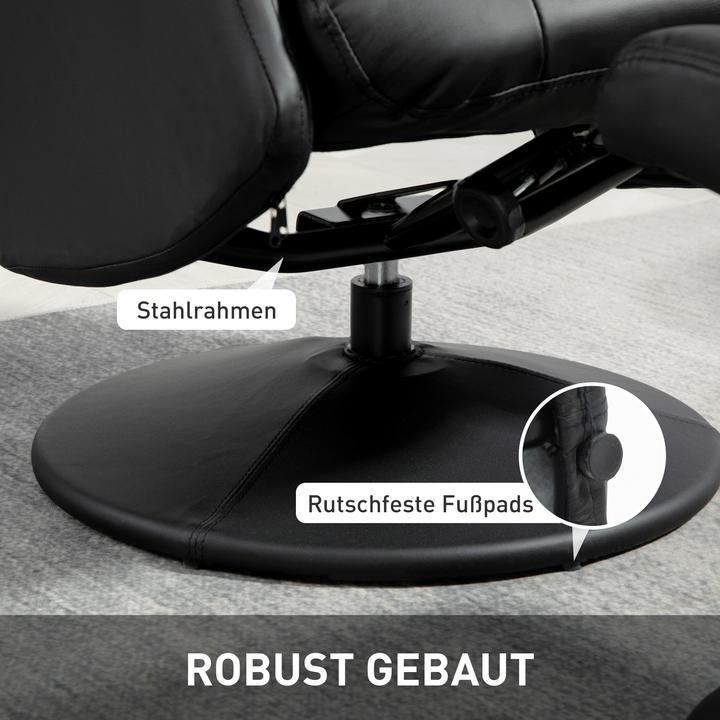 Produktbild Homcom Relaxsessel mit Hocker Kunstleder Schwarz