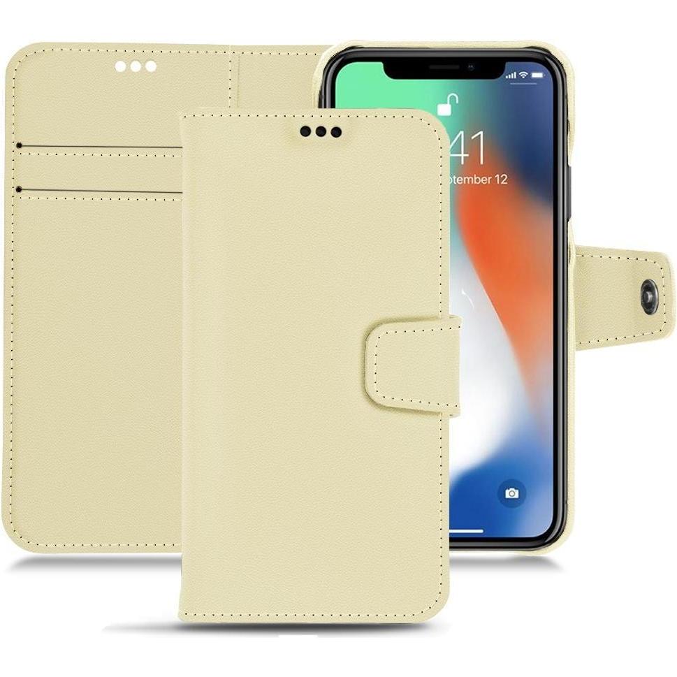 Noreve Lederschutzhülle Wallet (Apple iPhone XR), Smartphone Hülle, Beige