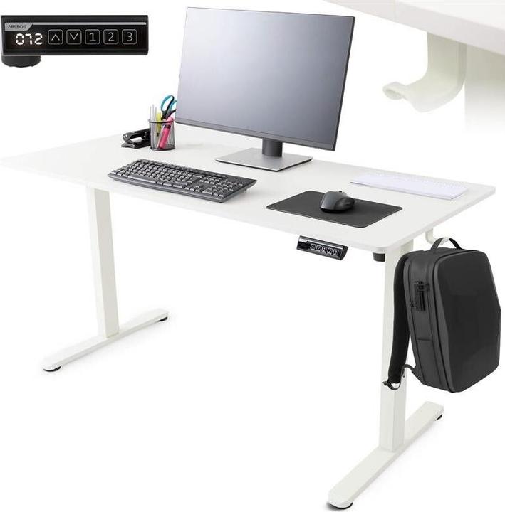 Immagine prodotto Arebos Scrivania regolabile in altezza (140 x 60 x 72 cm)