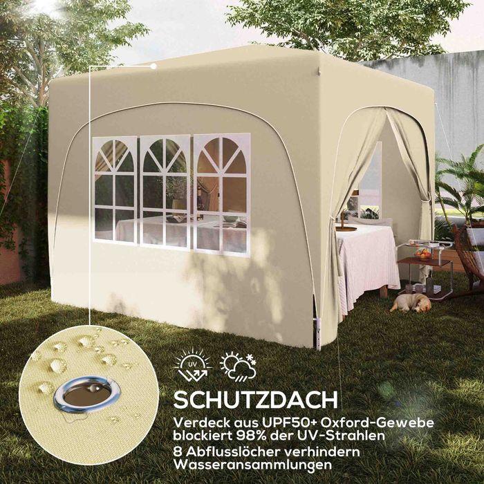 Actual product image Swisshandel24 Faltpavillon 3x3m, wasserabweisend, 4 Seitenteile, Sand (300 cm, 300 cm)