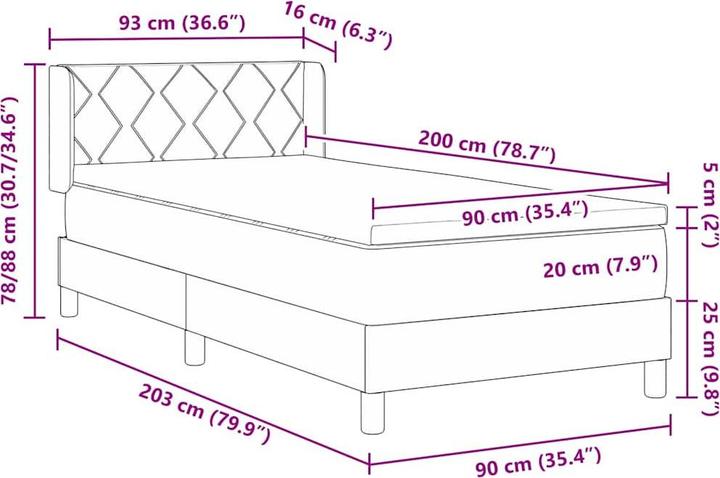 Produktbild vidaXL Boxspringbett (90 x 200 cm)