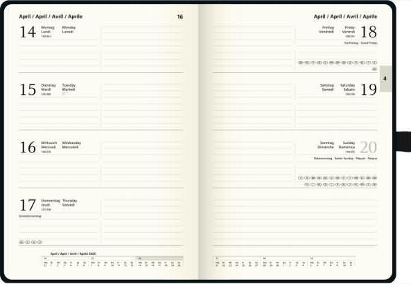 Produktbild Wochenkalender Kompagnon, A5, Baladek-Einband, schwarz 2025 (A5, Deutsch)
