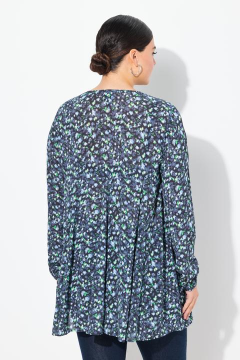 Image du produit Ulla Popken Blouse imprimé all-over, décolleté carré, manches longues, coupe évasée (46, 48)