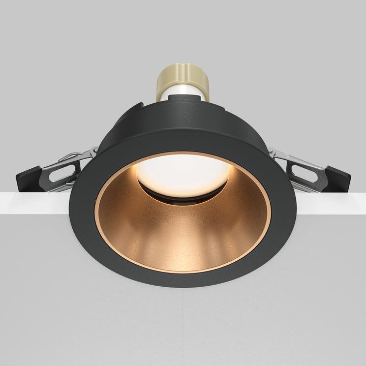Produktbild Maytoni Share Deckeneinbaulampe GU10 Schwarz-Gold Ø86mm (GU10)