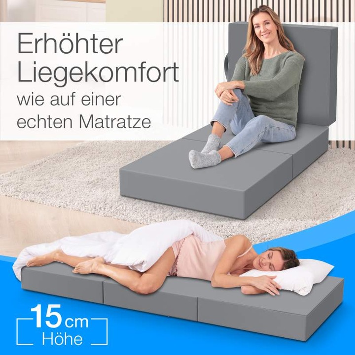 Produktbild Bestschlaf Klappmatratze, 3-teilige Faltmatratze, Reisebett, Gästematratze (75 x 195 cm, Schaumstoffkern)