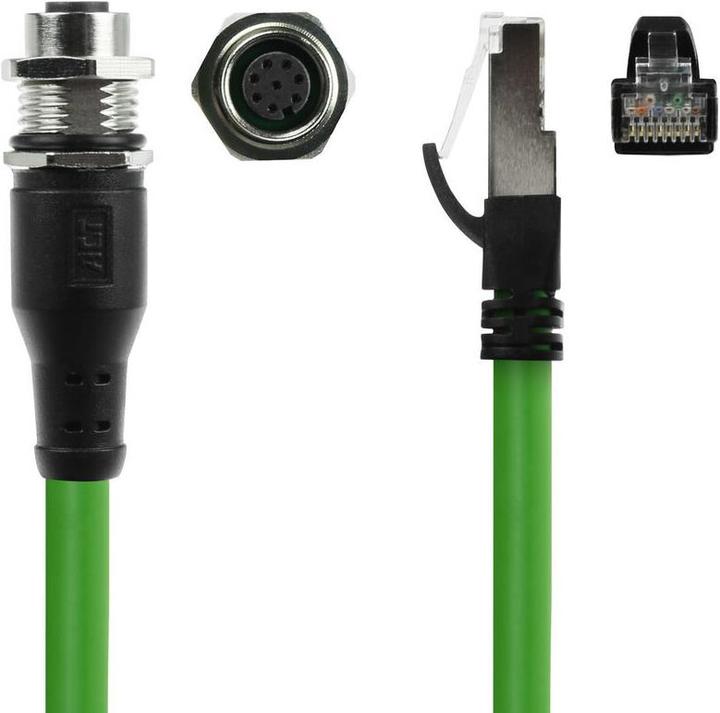 Produktbild ACT Industrial 1.50 meters Sensor cable M12A 8-pin female to RJ45 male, Ultraflex SF/UTP TPE cable, shie (SF/UTP, CAT5e, 1.50 m)