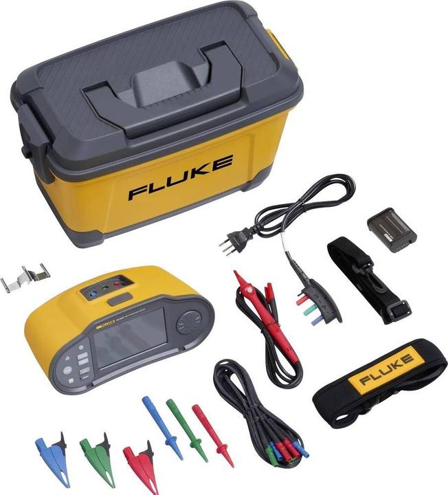 1x Installation Tester, 1x Li-Ion Battery Pack, 1x Carry Strap, 1x Zero Adaptor, 1x Hard Case, 1x Info Pack, 1x Statement of Calibration Card, 1x Test Lead Set, 1x Remote Probe, 1x Mains Cord