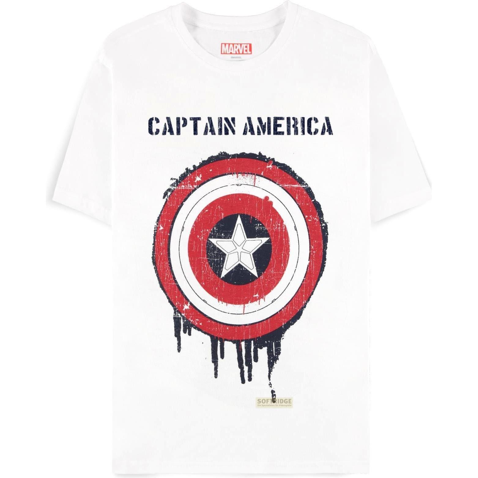 Difuzed, Herren, Shirt, Captain America - Shield Men's Short Sleeved T-shirt - M, Weiss, (M)