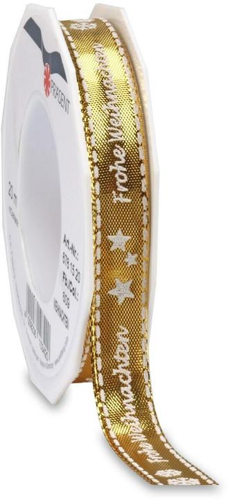 Produktbild Pattberg Geschenkband Frohe Weihnachten 1.5 cm x 20 m, Gold (1x)