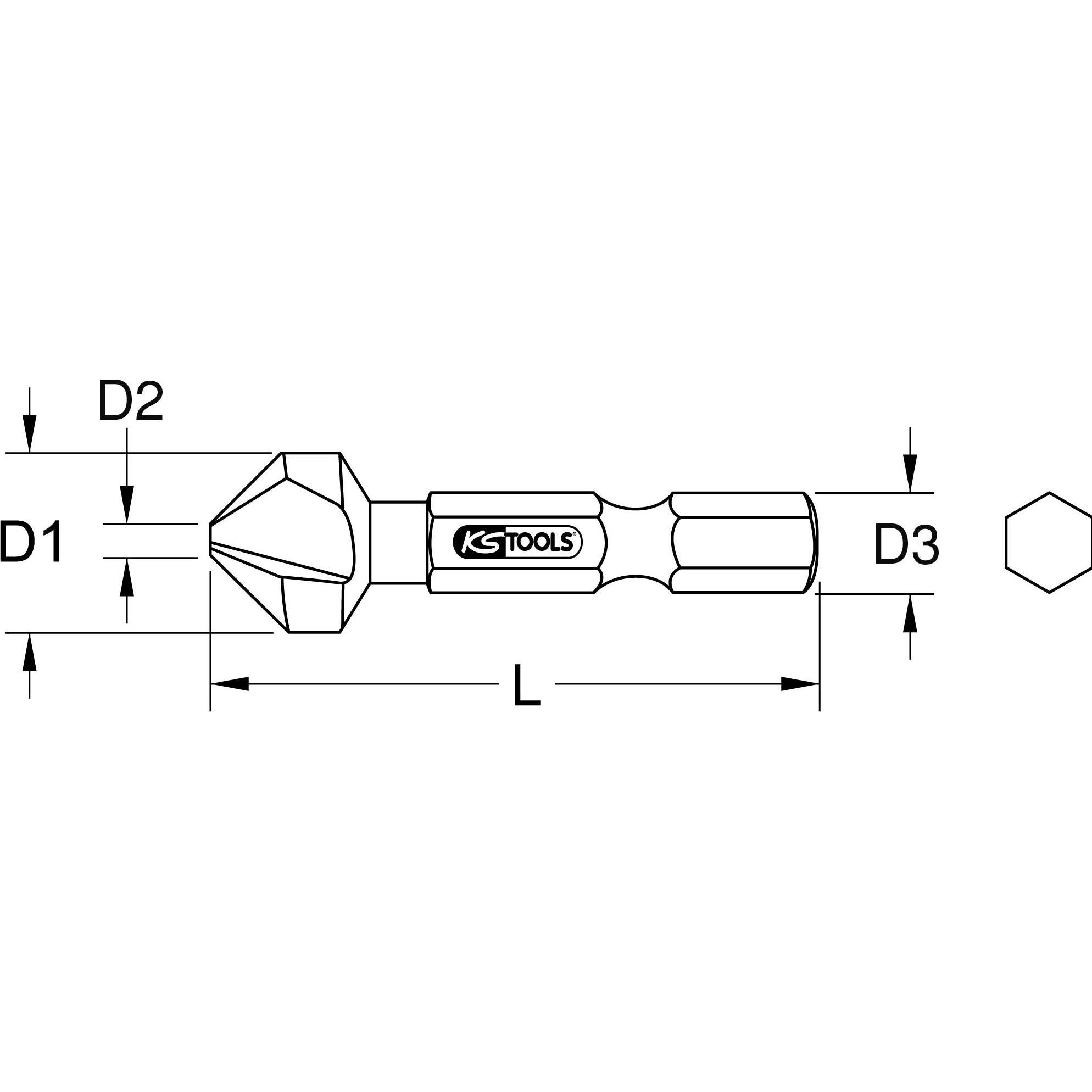 Thumbnail - KS Tools, Bohrereinsatz, 1/4" HSS Kegel- und Entgratsenker-Bit (12.4 Millimeter)