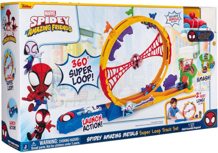 Actual product image Spiderman Spidey 61cm looping race track with exclusive diecast vehicle