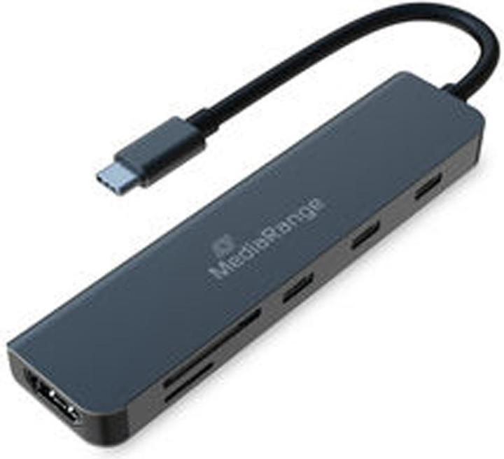 Produktbild MediaRange USB Type-C® 6 in 1 Multiport Adapter, silber (USB-C, 6 Ports)