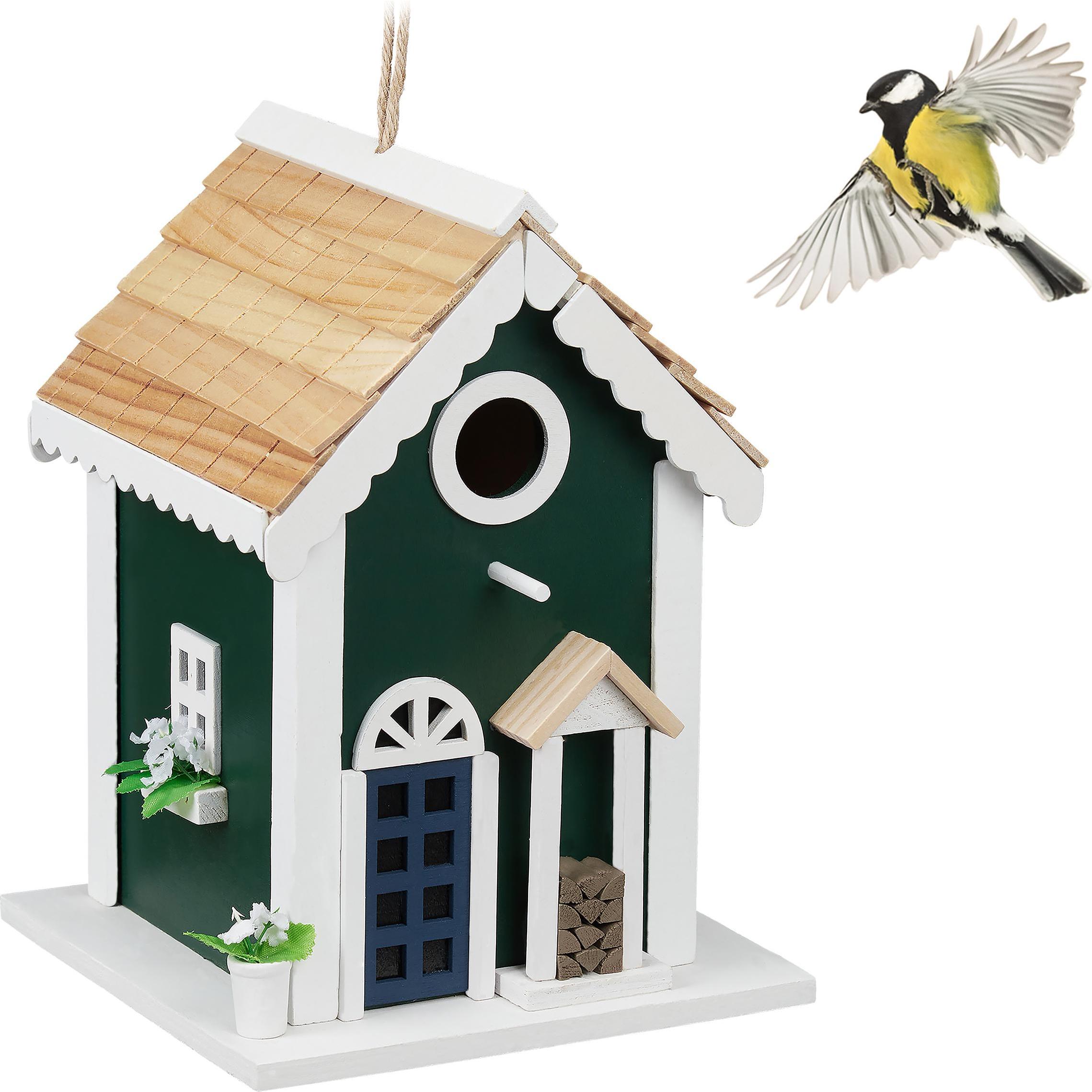 Meilleurs prix pour Mangeoire - Relaxdays - Maison en bois - HLP 25,5 x 18,5 x 18,5 cm - Extérieur - Oiseaux sauvages