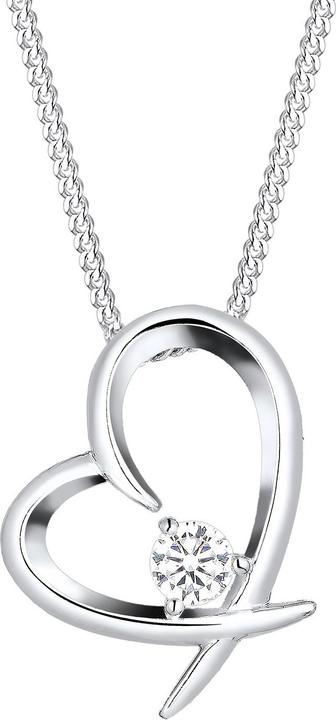 Elli Collana Cuore curvo con zirconi Argento 925 (Argento 925, Zirconia, 45 cm)
