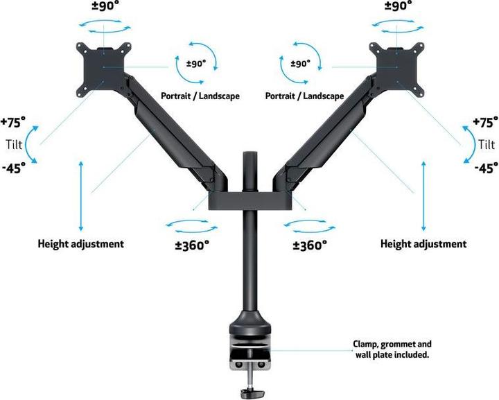 Produktbild Multibrackets Tischhalterung Gas Lift Arm Dual (Tisch, 32")