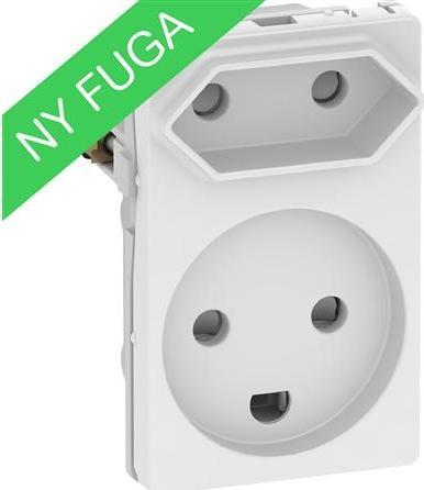 Produktbild LK FUGA® kombiniert Klasse 1 &amp Klasse 2 Doppelsteckdose 1,5 Modul, weiss
