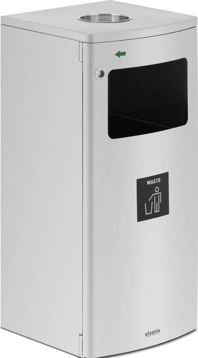 Produktbild Ulsonix Abfalleimer Mülleimer rechteckig mit Aschenbecher Edelstahl / verzinkter Stahl (28.50 l)