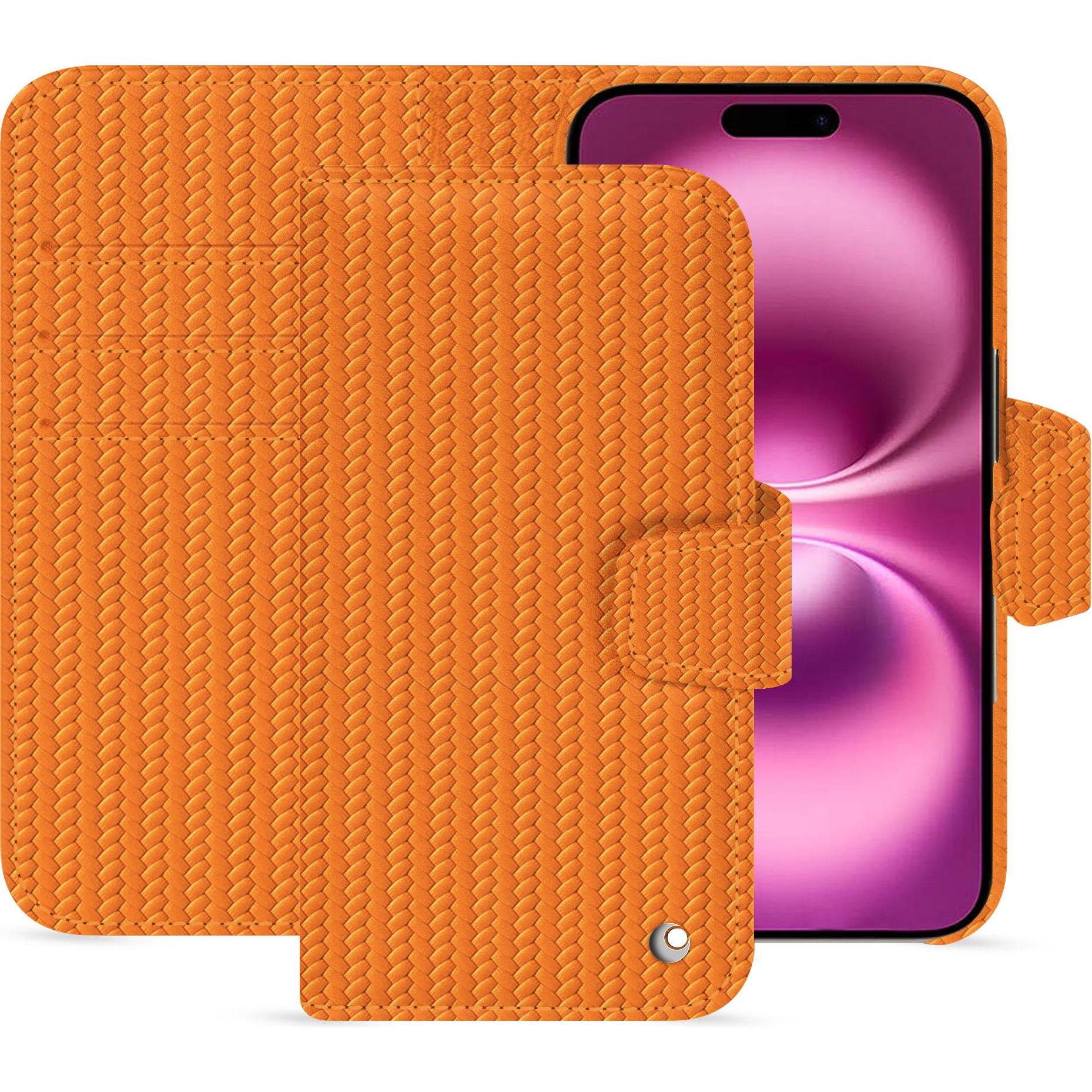 Noreve Lederschutzhülle Apple iPhone 16 Plus (Apple iPhone 16 Plus), Smartphone Hülle, Orange