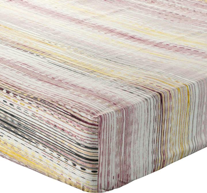 Actual product image Eurofirany Spannbetttuch 140x200 cm, aus Baumwolle, lila, weiss, mit geometrischem Muster, 105 g/m2 DRUCK (140 x 200 x 30 cm)