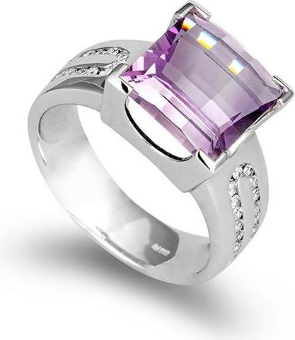 Produktbild Breuning RING - E.AMETHYST/Brill. 0,221 Ct. H/si (58, 750/18 K Gold)