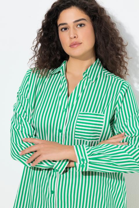 Immagine prodotto Ulla Popken Camicia dal taglio svasato con righe, collo da camicia e maniche lunghe (54)