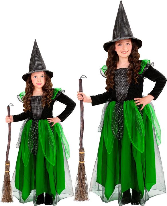 Image du produit Widmann Costume de sorcière verte pour enfants avec robe et chapeau (116)