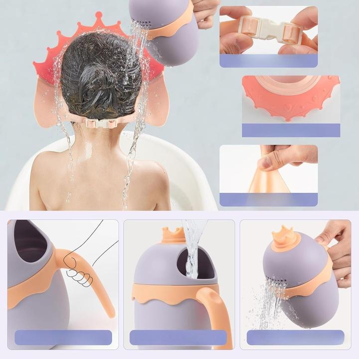 Immagine prodotto Milkii Protezione per lo shampoo/cappuccio per la doccia per bambini con tazza per lavare i capelli