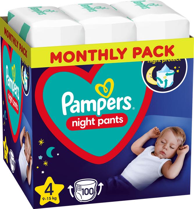 Actual product image Pampers Night nappy trousers (Size 4, Monthly box, 100 Piece)