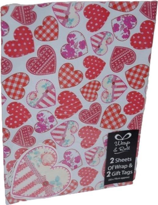 Actual product image Generic Paper Hearts Valentine Gift Wrap Sheets (Pack of 4) (Wrapping paper, 4 x)
