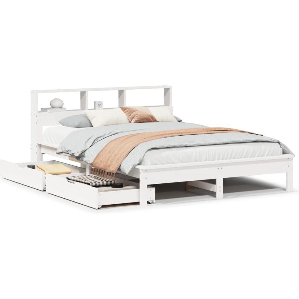 VidaXL, Bett, Bett mit Regal ohne Matratze Kiefer (120 x 200 cm)