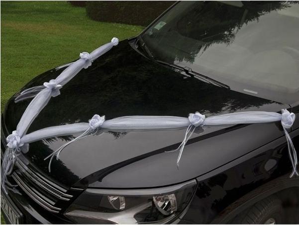 Immagine prodotto Partydeco Accessori per feste Decorazione auto Organza 1,8 m, 2 pezzi, bianco (2 pz.)