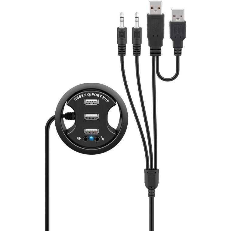 MicroConnect USB 2.0 Hub (USB-A, 5 Ports), Dockingstation + USB Hub, Schwarz