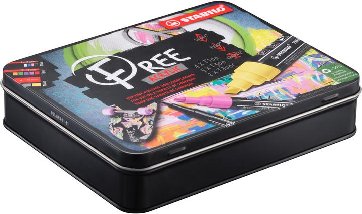 Produktbild STABILO FREE Acrylic Acrylmaker (Weiss, Karmin, Laubgrün, Orange, Gelb, Lila, taffy pink, Violett, Dunkelgrau, Schwarz, Dunkelblau, 10 mm, 11 x)