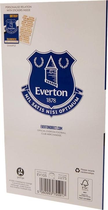 Actual product image Everton FC Personalised Birthday Card With Stickers
