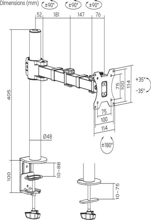 Actual product image SpeaKa Professional table mount for single monitors with 43.18 - 81.28cm (17 - 32) inch (Table, 32", 9 kg)
