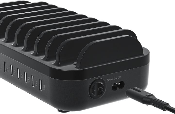 Actual product image Deltaco USB charging station, 20 W, total max 120 W - Black (12 W)