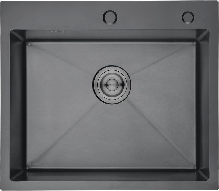 Ibergrif Lavello con Filtro di Scarico e Due Fori di Montaggio (Lavello montato, 45 cm)