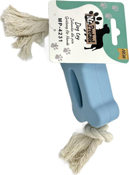 Productafbeelding Mr. Pretzel Gummiknochen mit Seil für Hunde 10 cm (Kauwspeeltje voor honden)