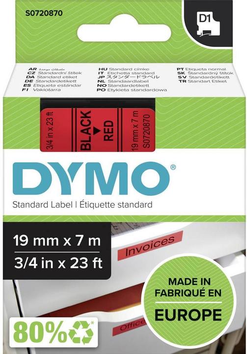 Actual product image Dymo S0720870 Standard tape (1.90 cm, Red)