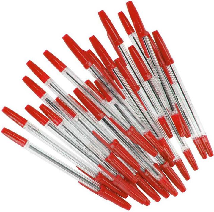 Produktbild Kugelschreiber mit Kappe rot, 50 Stk. (Rot, 50x)