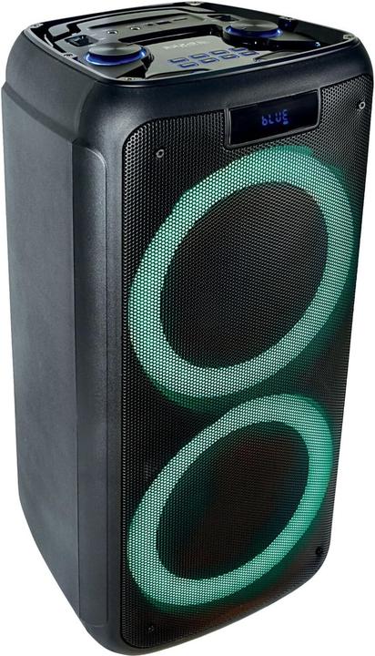 Actual product image Ibiza Portable Bluetooth Speaker with LED Lights, USB, SD, AUX Inputs, Microphone Jacks, and Remote (7 h)