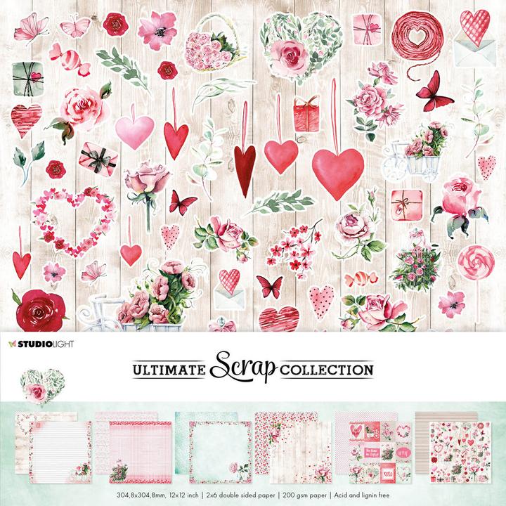 Actual product image art by marlene Paper Pad "Love" 12 Sheets Ultimate Scrap Collection (200 g/m², 12 x)
