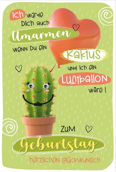 Immagine prodotto Susy Card Biglietto di auguri Cactus con occhi spiritati 11,5 x 17 cm (1 pz.)