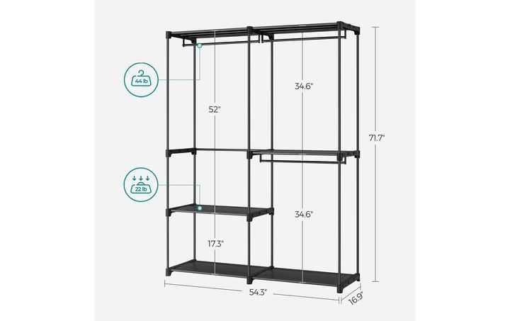 Produktbild Songmics Garderobenständer Schwarz, Detailmaterial: Stahl