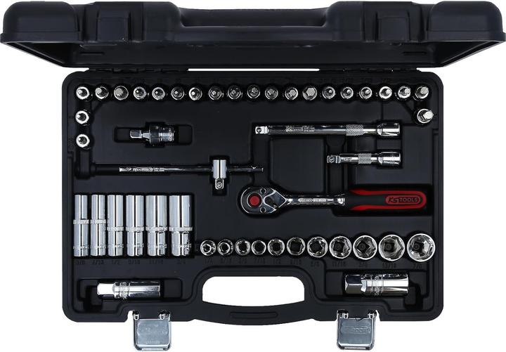 Actual product image KS Tools 3/8" CHROMEplus socket set, 46 pieces, hexagon, inch size, Flank Traction