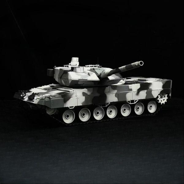 Produktbild Es-toys RC Panzer „German Leopard 2A6“ Schnee Tarnung Lackiert Heng Long 1:16 mit Stahlgetriebe (RTR Ready-to-Run)