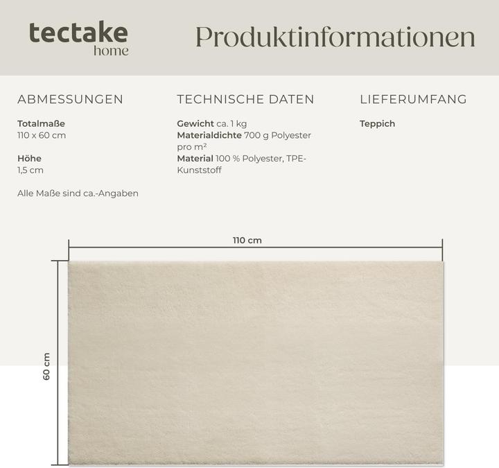 Actual product image tectake Kurzflorteppich Soft Zone (60 x 110 cm)
